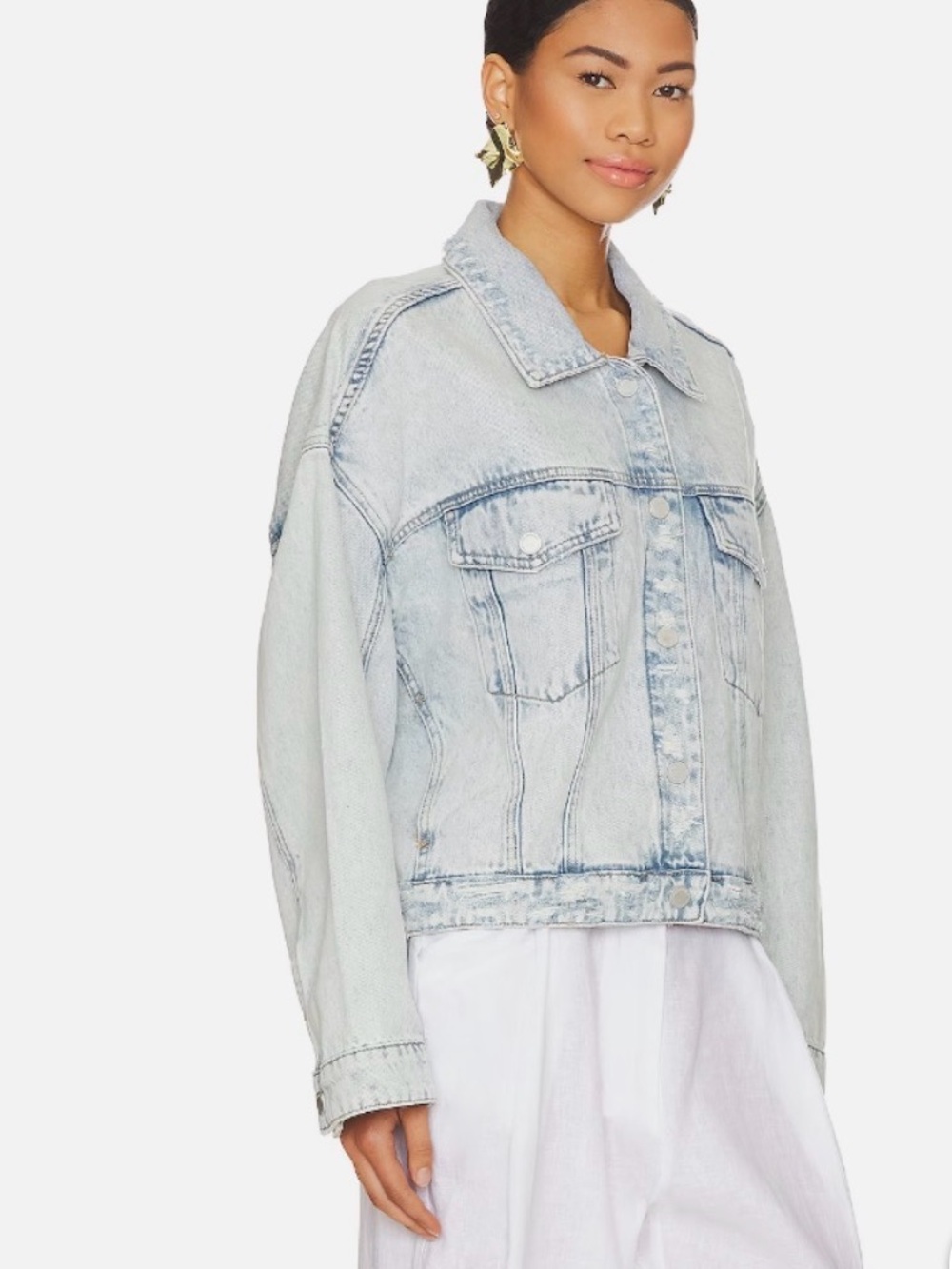 BLANKNYC light wash distressed denim jacket oversized women’s XS
